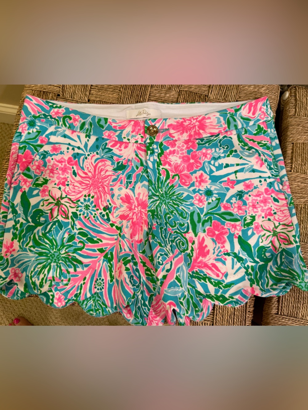 Lilly Pulitzer Pink & Green Floral Scallop Hem Skort
